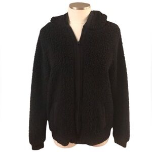 Aeropostale Black Sheep Sherpa Zip Up Hoodie with Ears Size Large
